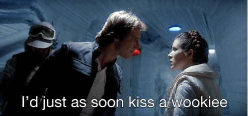kiss a wookie, www.nerdatron.com, star wars princess leia quotes.gif